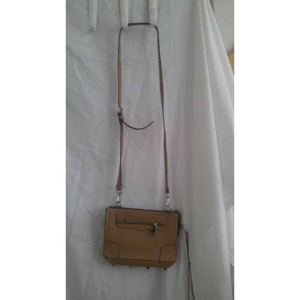Rebecca Minkoff Regan Leather Medium Crossbody Bag Purse Tan Sand Great!